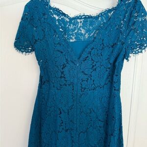 DVF lace teal dress